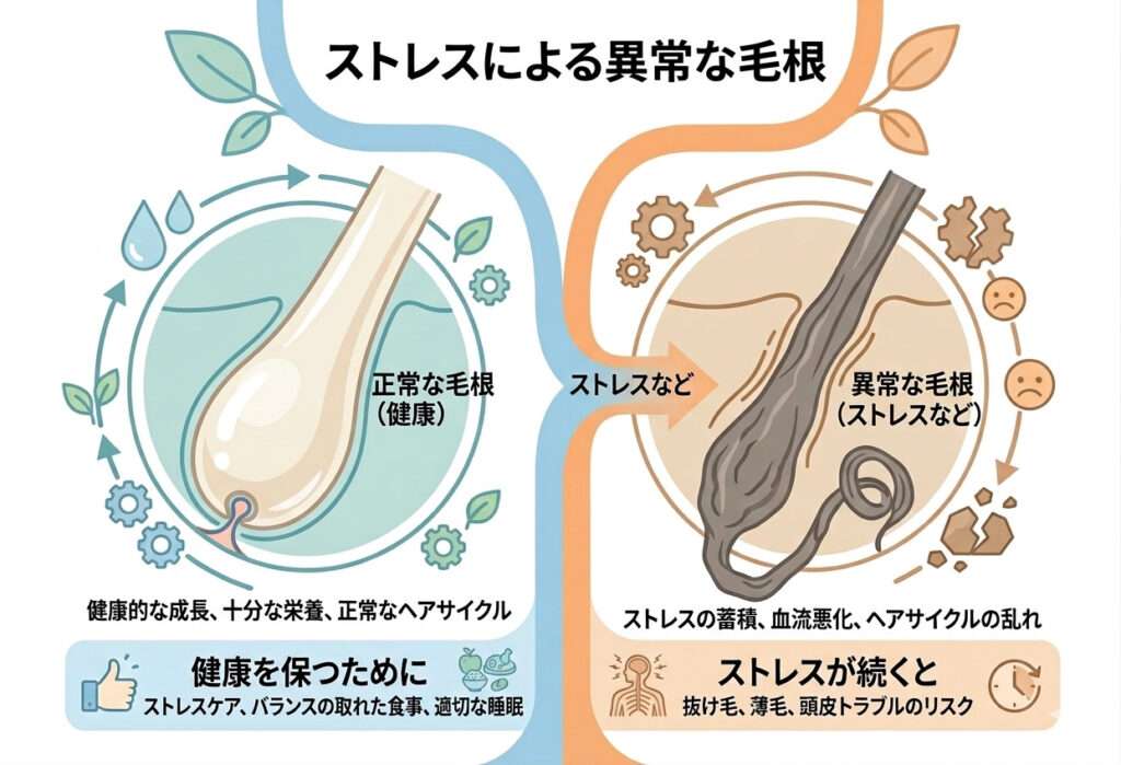 正常な毛根と異常な毛根の差になります