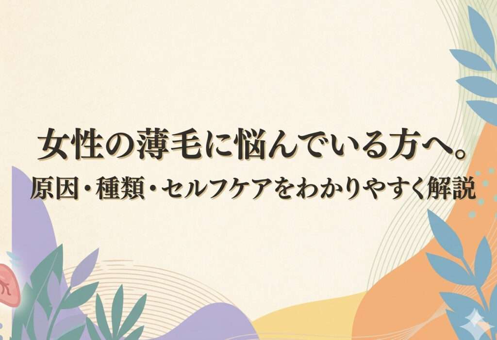 女性の薄毛に悩んでいる方へ。原因・種類・セルフケアを大阪市鶴見区薄毛に悩む女性専用サロンhitotema salonの中尾沙織がわかりやく解説します。