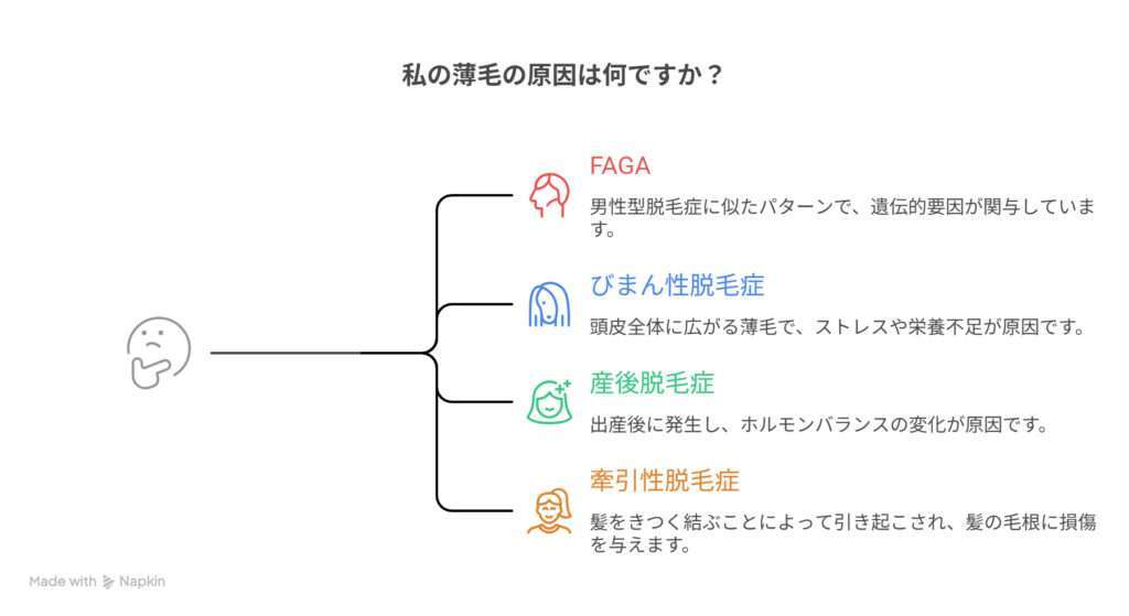 薄毛にも様々な種類があります。4つの種類を図解しました!