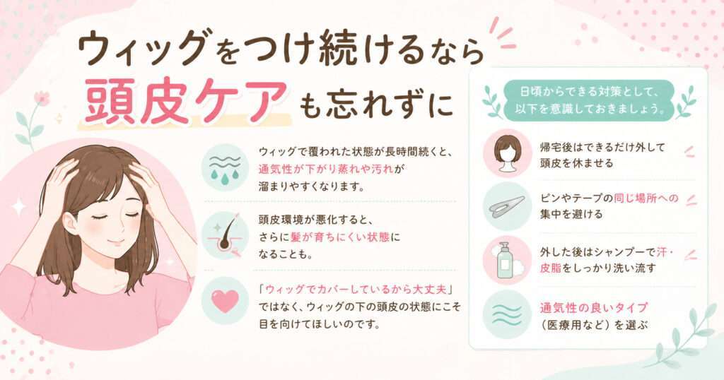 ウイッグをつけ続けるなら頭皮ケアも忘れずに！毎日頭皮のケアも忘れずに実施しましょう！！