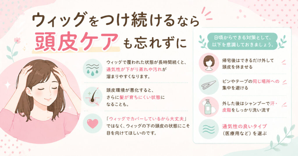 ウイッグをつけ続けるなら頭皮ケアも忘れずに意識しましょう！