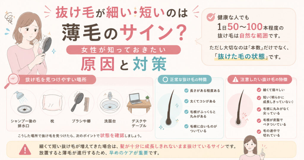 まず確認！正常な抜け毛の見分け方をオーナの中尾沙織が図で説明いたします。