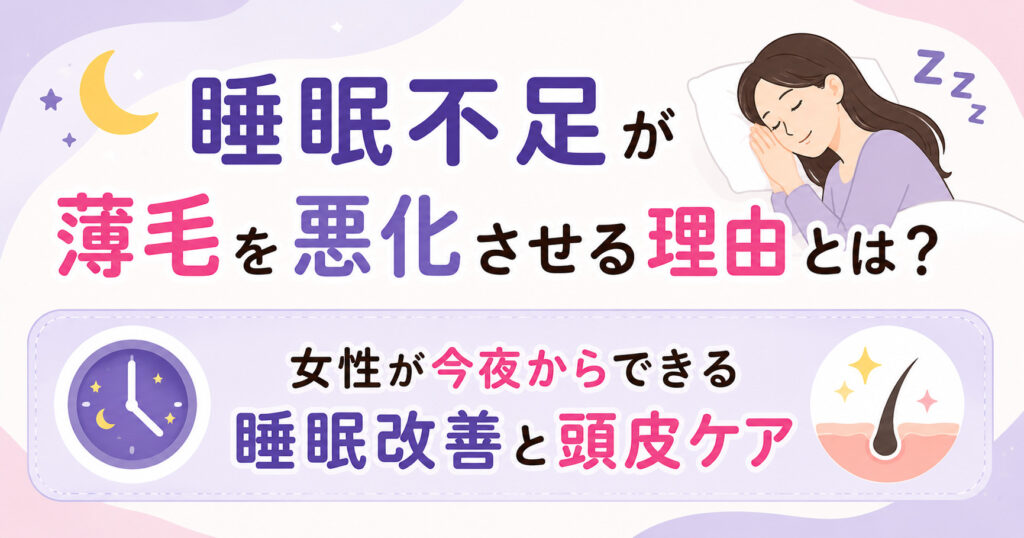 大阪市鶴見区薄毛やFAGAに悩む女性専用サロンhittema salonの中尾沙織が、睡眠不足が薄毛を悪化させる理由とは？女性が今夜からできる睡眠改善と頭皮ケアについて詳しく解説します。