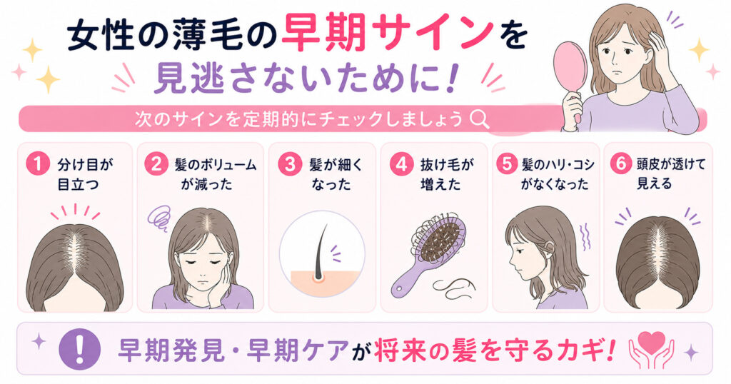 女性の薄毛の早期サインを見逃さない為に！定期的にチェックしましょう！