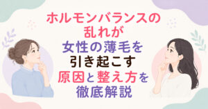 大阪市鶴見区薄毛やFAGAにお悩みの女性専用育毛サロンhitotemaa salon中尾沙織がホルモンバランスの乱れが女性の薄毛を引き起こす・原因と整え方について解説します。