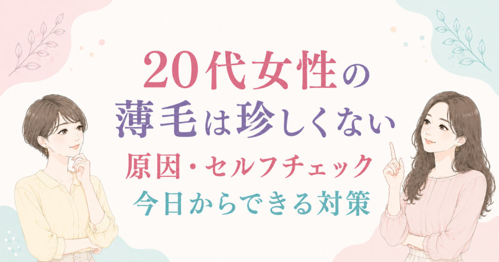 大阪市鶴見区薄毛やFAGAにお悩みの女性専用育毛サロンhitotemaa salon中尾沙織が20代女性の薄毛について解説いたします。今日からできる対策など詳しく解説しております。