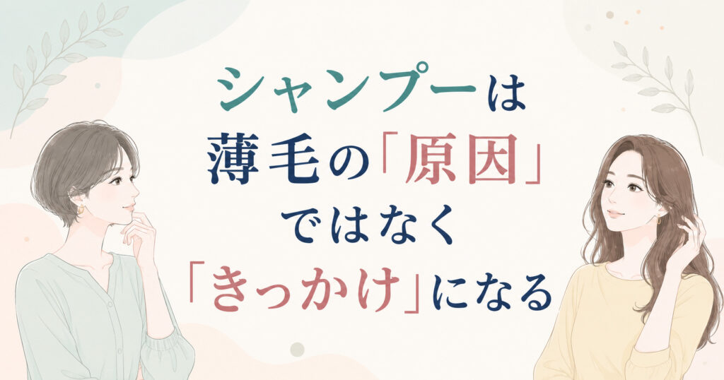 大阪市鶴見区薄毛やFAGAにお悩みの女性専用育毛サロンhitotemaa salon中尾沙織がシャンプーは薄毛の原因ではなくきっかけになるというお話をを解説します。